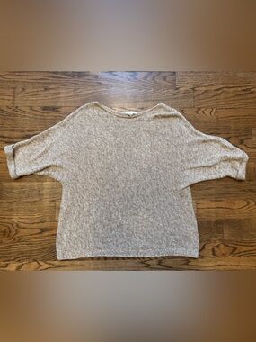 H&M Basic Marled Beige Dolman Sleeve Knit Sweater Size L Wardrobe Staple